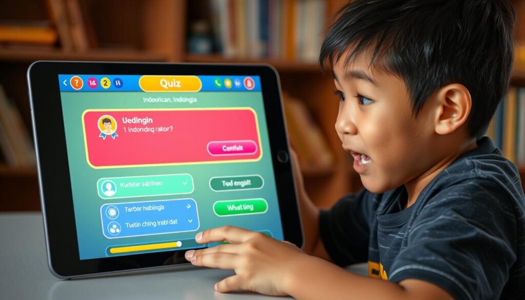 Kuis interaktif dengan elemen gamifikasi dalam kursus daring