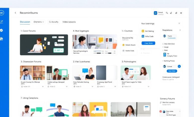Platform e-learning interaktif dengan tampilan dashboard modern